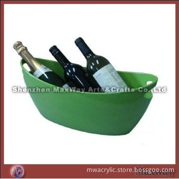 Cyan oblong narrow perspex ice bucket/container